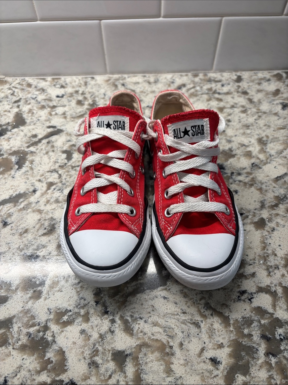 Converse Red Kids Low Top Sneakers with White Accents